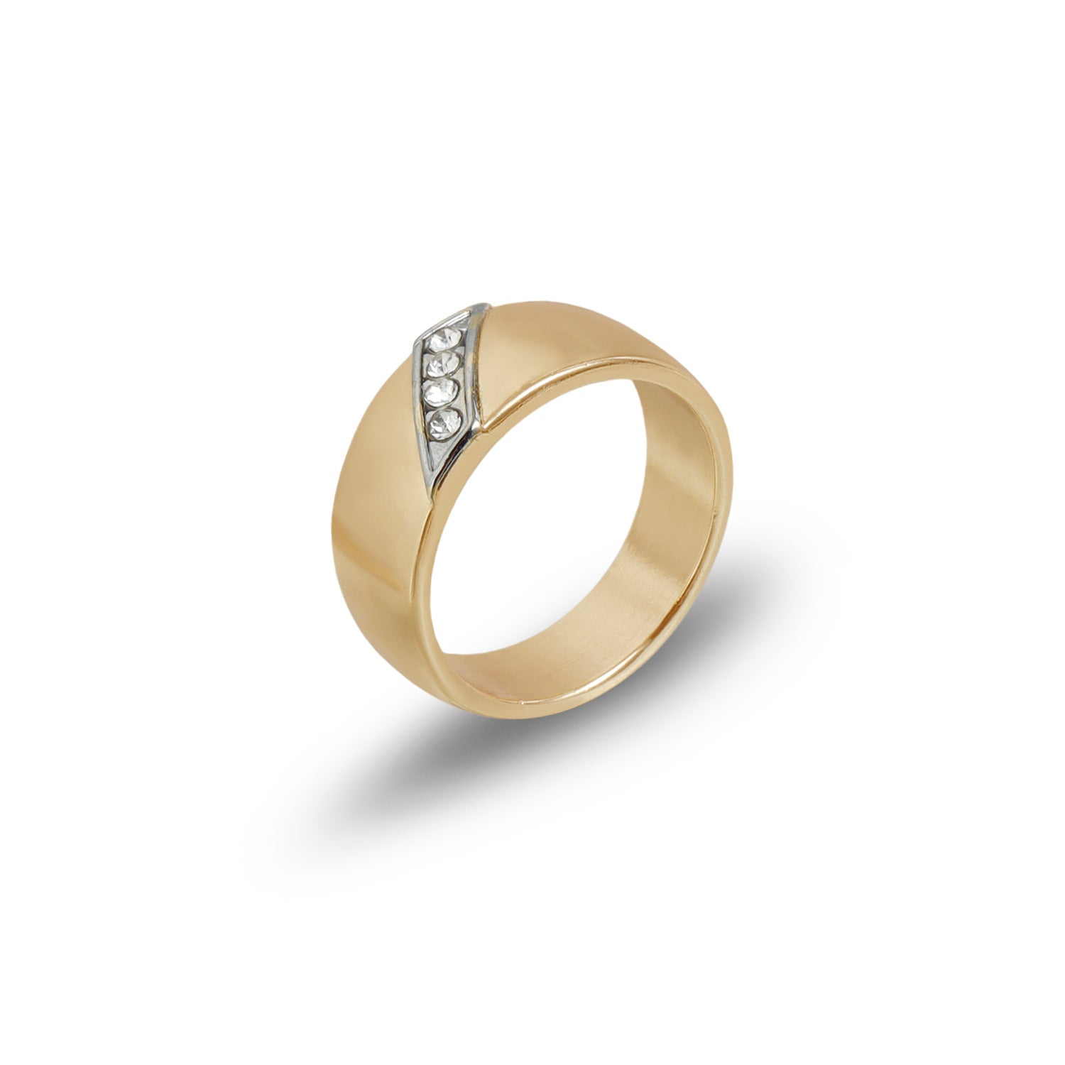 ZAMA DUMA fashionable geometric inlaid gemstone ring, personalized simple alloy adjustable heart rings