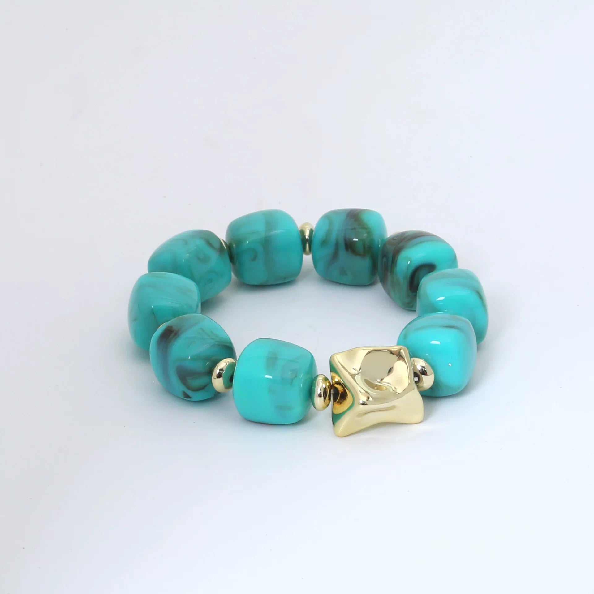 Raw Dopamine Sugar Cube Beaded Bracelet | Sculptural Acrylic | Y2K Maximalist Colorful | Versatile Light Luxury Women
