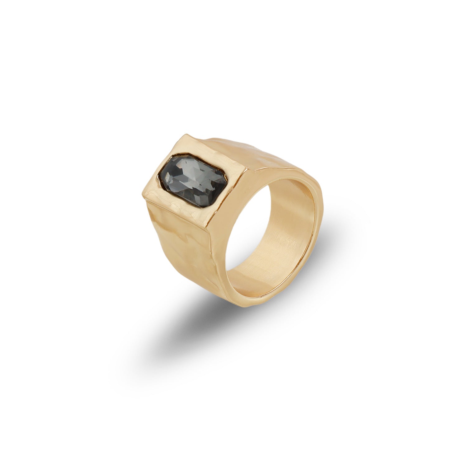 ZAMA DUMA fashionable geometric inlaid gemstone ring, personalized simple alloy adjustable heart rings