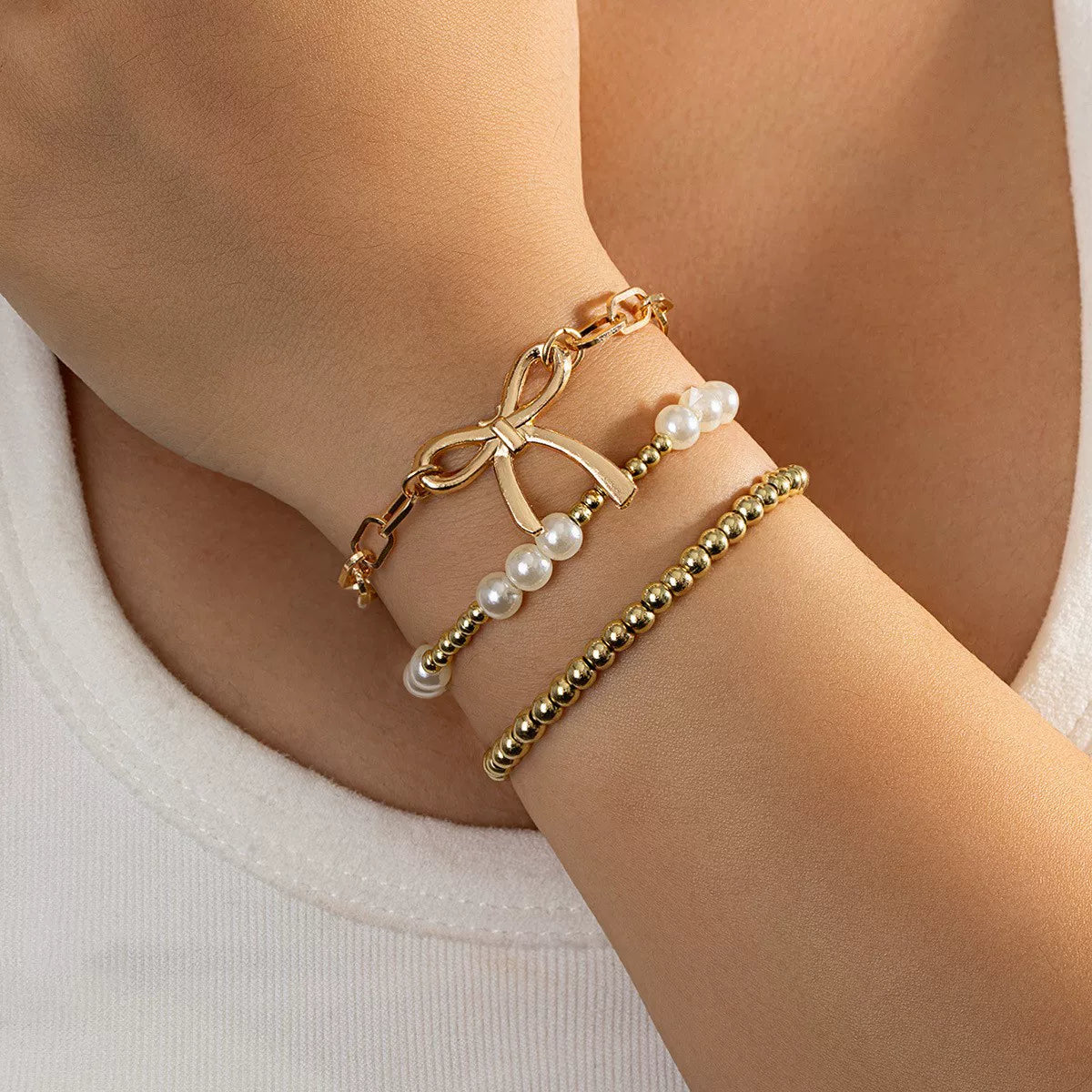 Pearl Glossy Bow Series Cold Style Jewelry Set | KC Gold Multi-material | Old Money Exquisite Niche | Light Luxury gift for her
