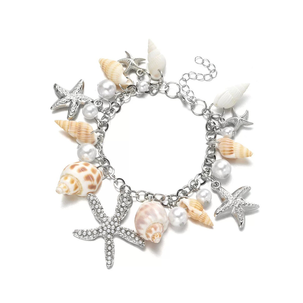 Ocean Starfish Shell Multi-element Splicing Bracelet | Heavy Industry Alloy | Coastal Vacation Boho | Beach Fashion Women
