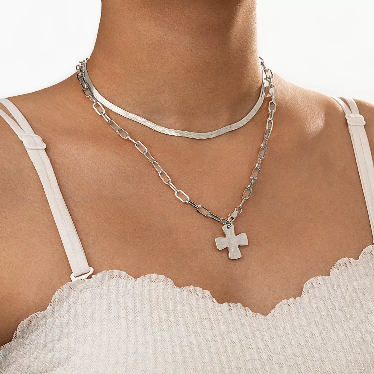 Sculptural Water Drop Quadrilateral CCB Geometric Oversize Pendant Necklace | Alloy | Organic Fluid Dark | Niche Fashion Women