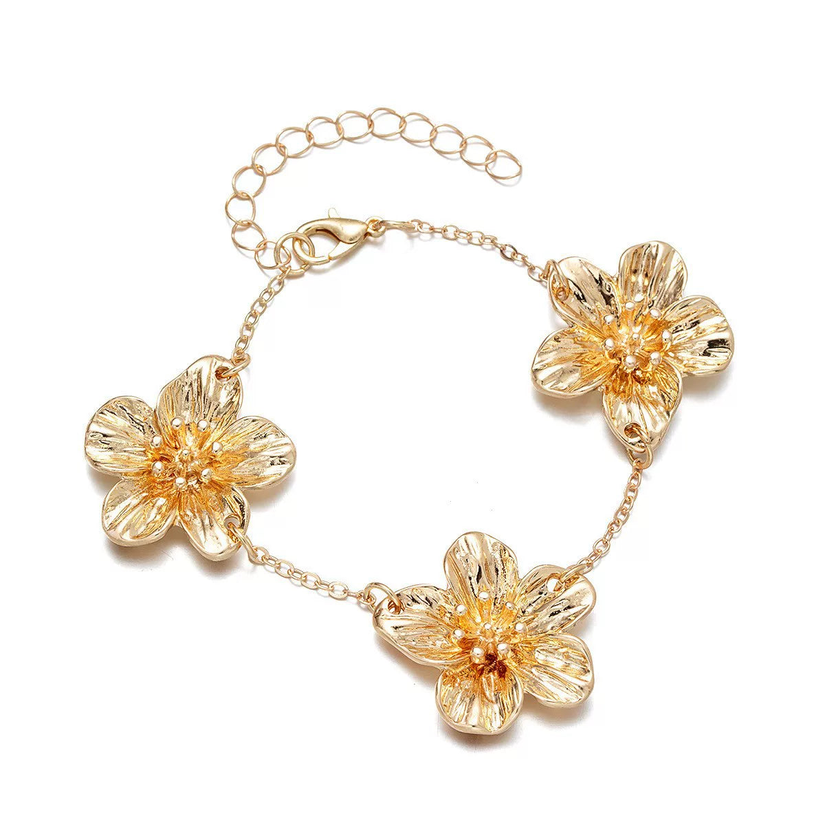 Floral Petal Metal Pleated Flower Pendant Adjustable Collarbone Necklace | Alloy | Temperament Niche Fashion | Women