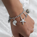 Ocean Starfish Shell Scallop Mermaid Fringe Adjustable Bracelet | Alloy | Coastal Beach Vacation | Holiday Fashion Women