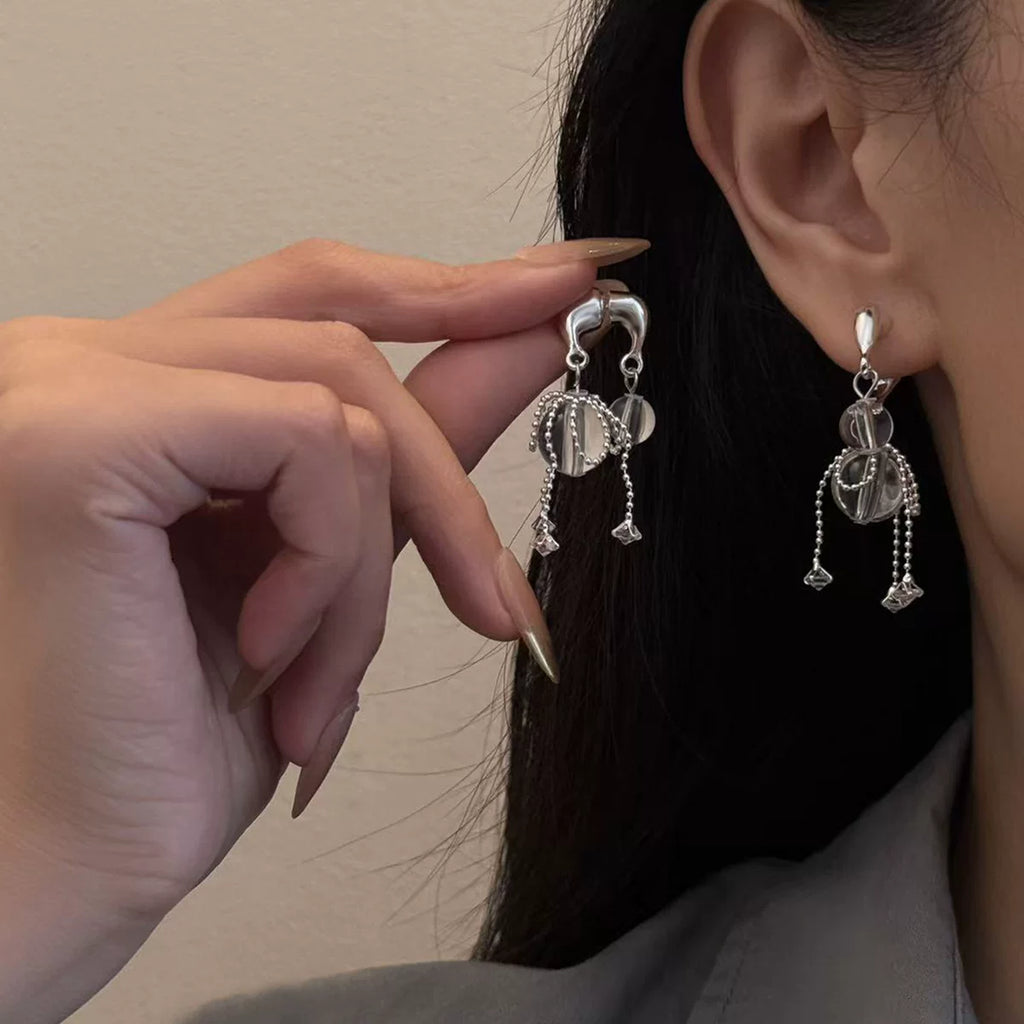 Zircon Transparent Crystal Fringe Multi-wear Earrings | 925 Silver Needle | Light Luxury Minimalist High-End | Versatile Dailywear Women
