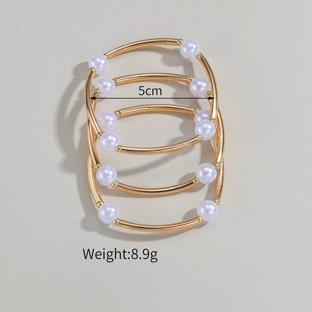 Mixed Elements Pearl Special-shaped ABS Elastic Stacked Bracelet Stackable Set | Light Luxury Multi-material | Old Money Elegant | Women