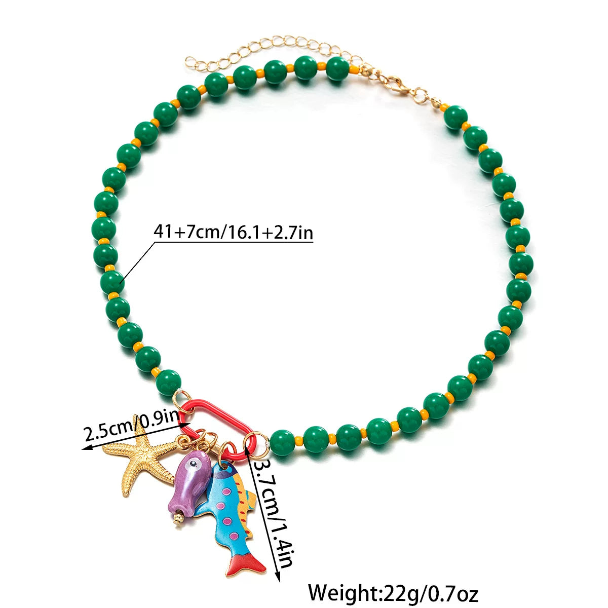 Vibrant Enamel Layered Marine life Multi Pendant Beaded Layered Ocean Necklace | Colorful Mixed tone zinc Alloy | Retro Niche Light Luxury| Collarbone Stackable Chain French chic Raw Dopamine | Gift for her