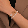 Pearl Irregular OT Chain Elastic Bracelet 2-piece Set | Gold Alloy | Old Money Vacation Daily | Commuter Light Luxury Women