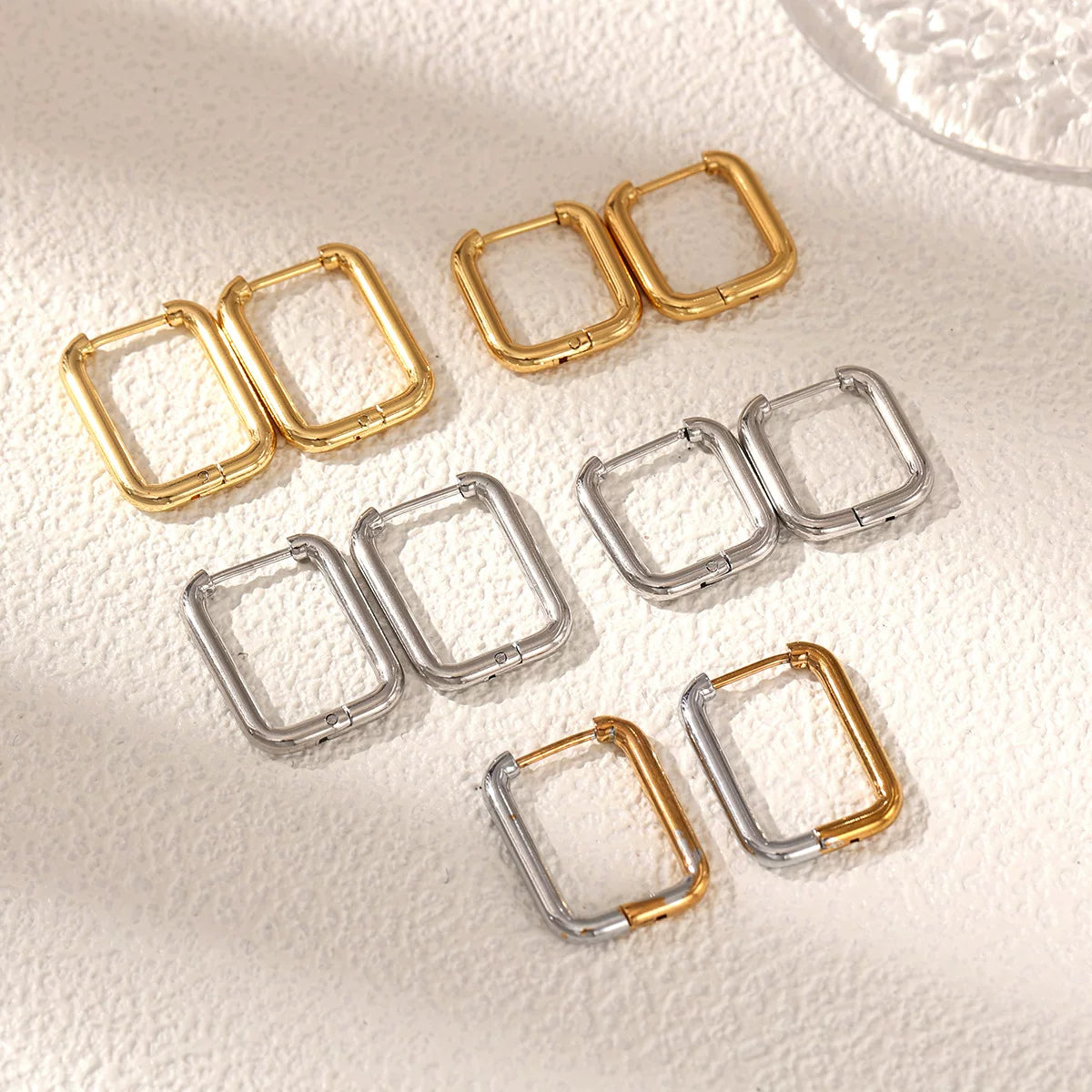 Stainless Steel Mixed Metal two tone Gold and Silver Sculptural splicing Geometric structural Earrings Premium Glossy Gold Ear Buckles Daily wear Commuter effortless chic