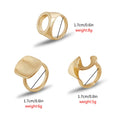 Sculptural Irregular Hollow Geometric Alloy gold Ring Set Stackable Vintage Design Versatile Ring cold tone metal ring