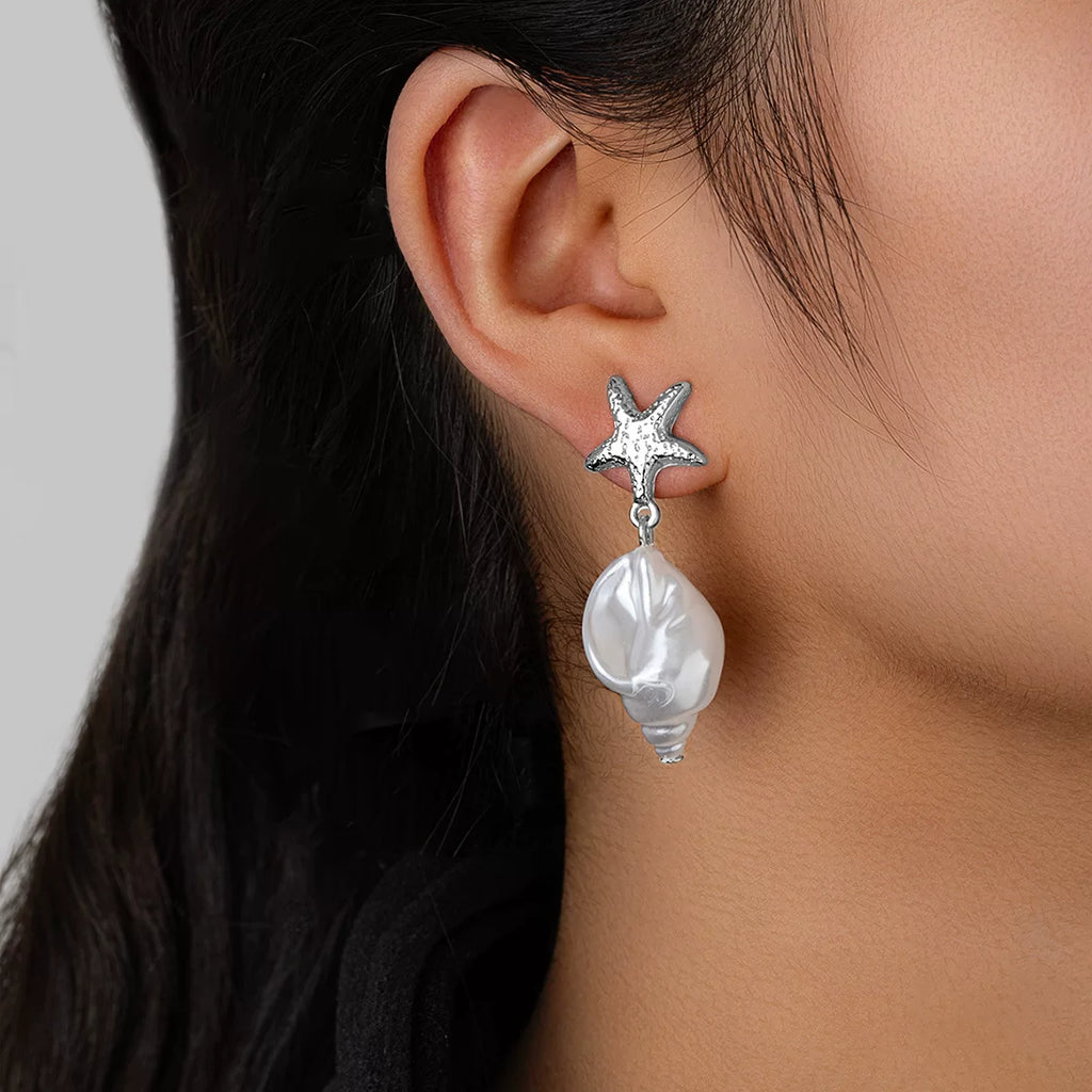 Ocean Pearl Starfish Conch Pendant Cold Atmosphere Versatile Jewelry | Alloy | Coastal Holiday Niche | ZAMA DUMA Women