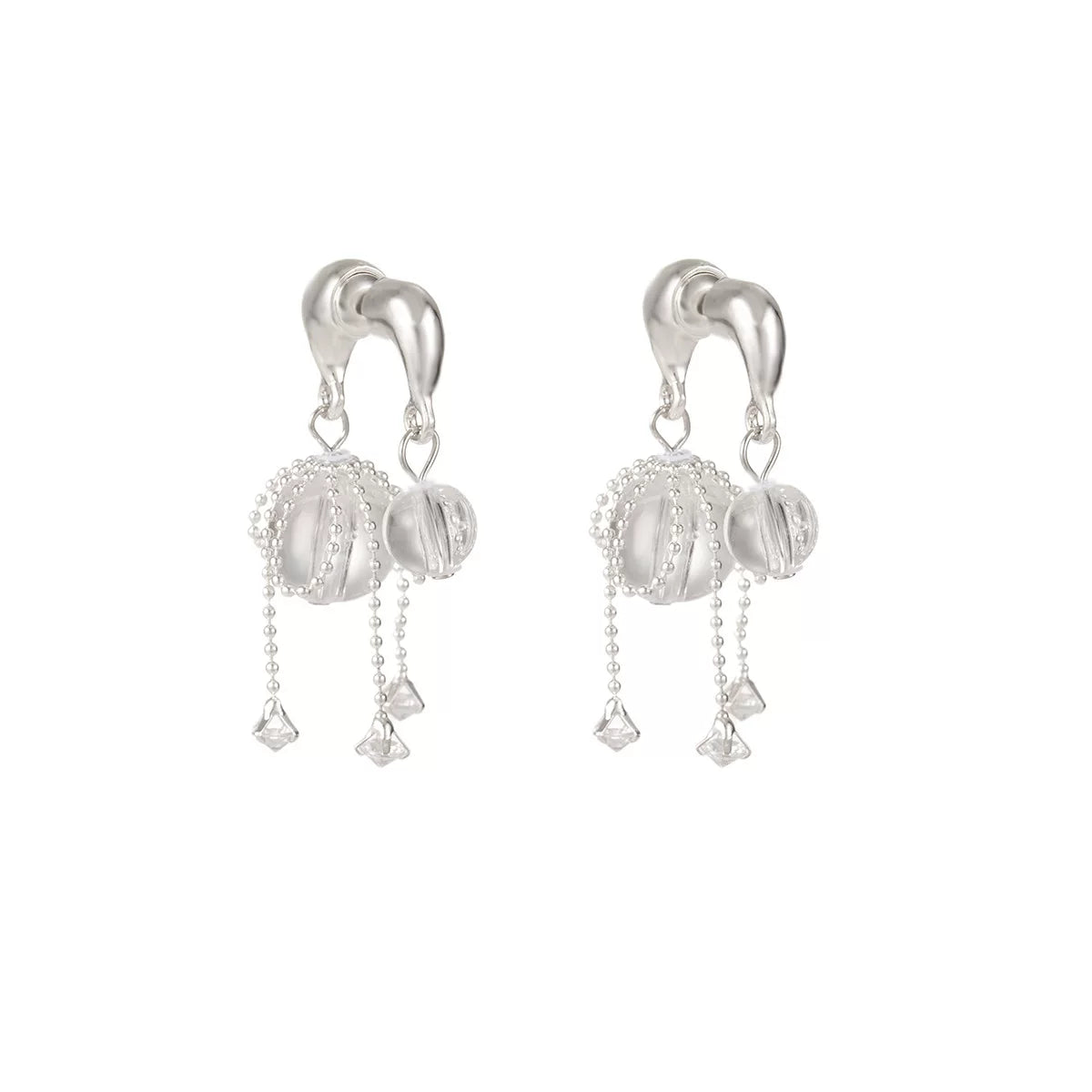Zircon Transparent Crystal Fringe Multi-wear Earrings | 925 Silver Needle | Light Luxury Minimalist High-End | Versatile Dailywear Women
