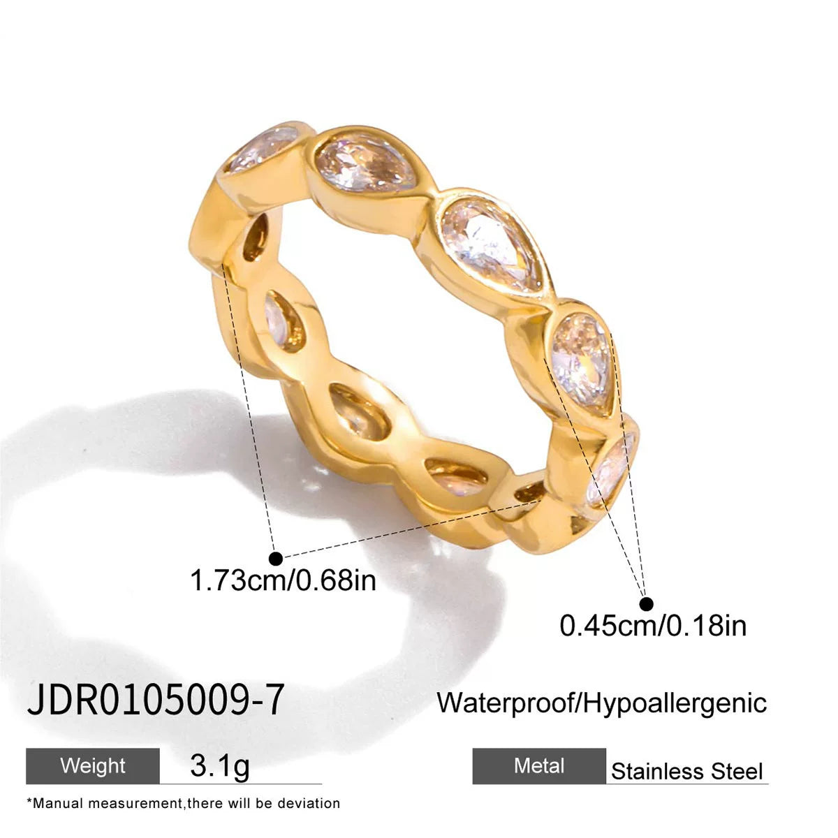 Classic 18K gold stainless steel love zircon flash stack wearing full zirconium ring stacking wearing rough industrial style light luxury versatile