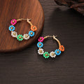 Raw Dopamine Rice Bead Flower Alloy Earrings | Colorful | Y2K Maximalist Holiday Party | Daily Commute Fashion Women