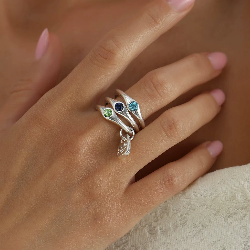 Silver metal tag, self-pleasing engraving, diamond-encrusted ring, minimalist light luxury cold tone, multi-layer stacked ring