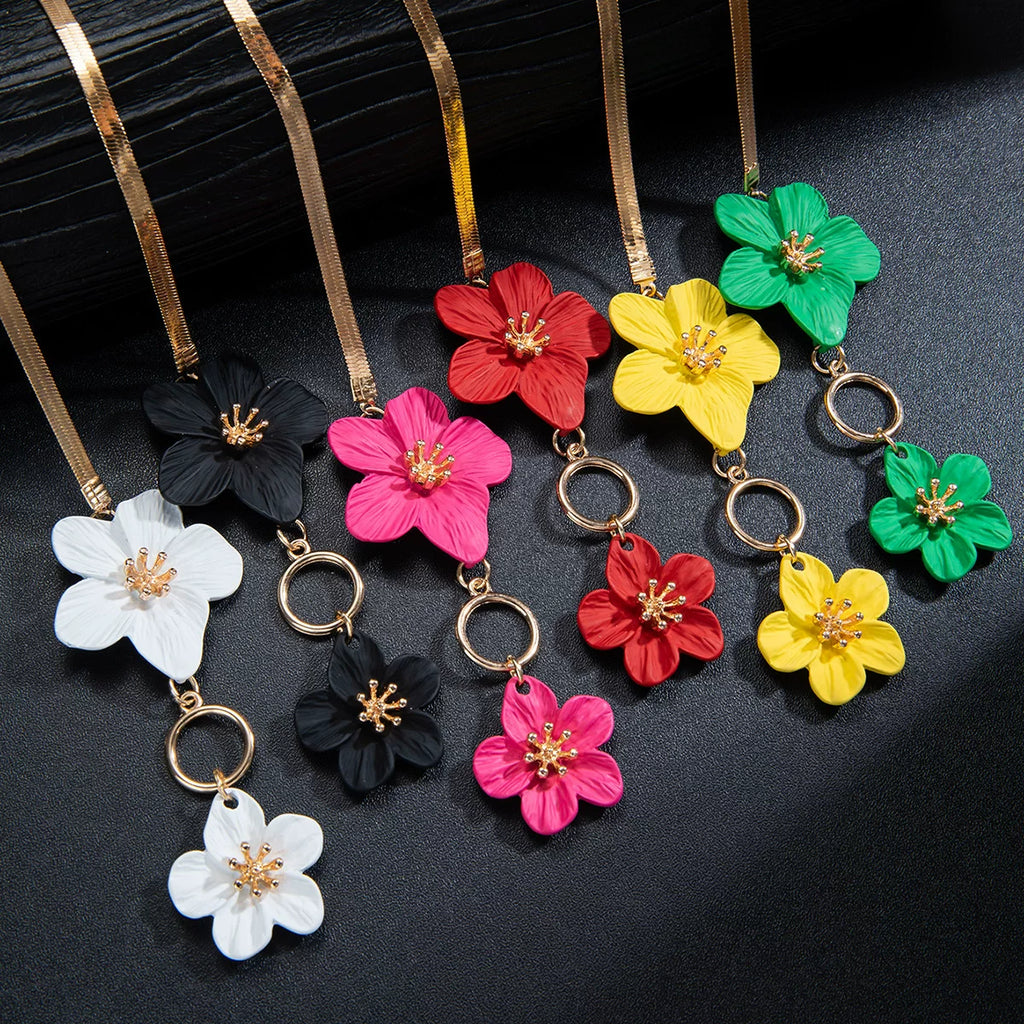 Floral 3D Flower Spray Paint OT Chain Anklet Bracelet | Alloy | Exaggerated Seaside Vacation | Holiday Fashion Women