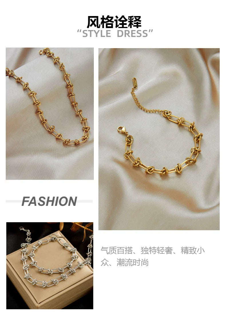 Punk Thorn Chain Titanium Steel Necklace Jewelry Set | K Gold | Heavy Industry Hip Hop Dark Trend | Fashion Women