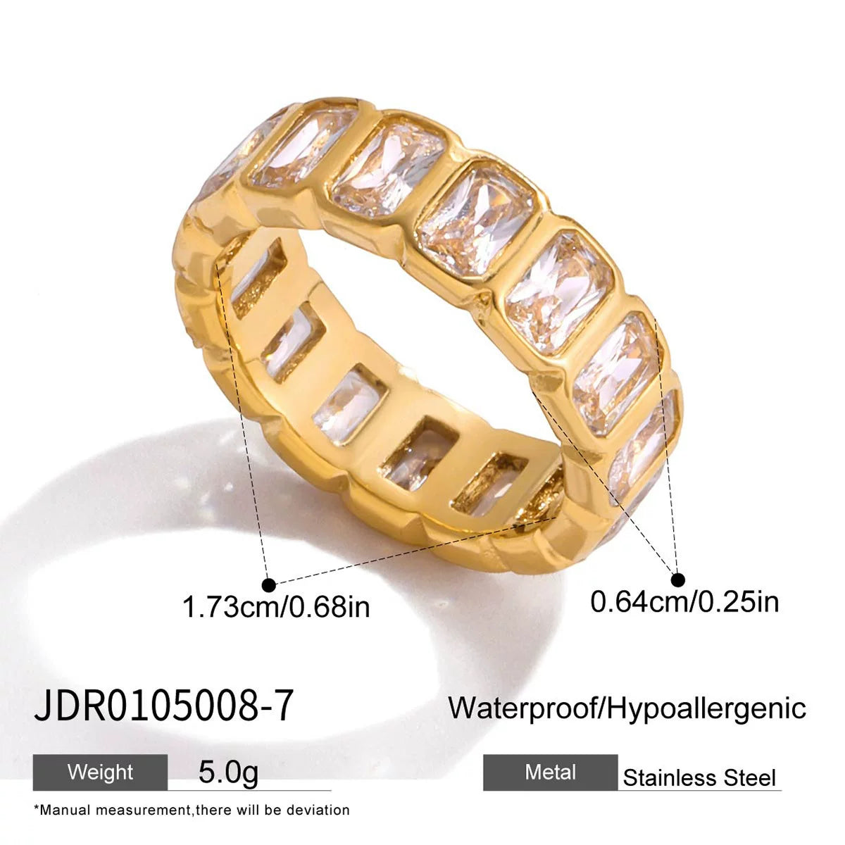 Classic 18K gold stainless steel love zircon flash stack wearing full zirconium ring stacking wearing rough industrial style light luxury versatile