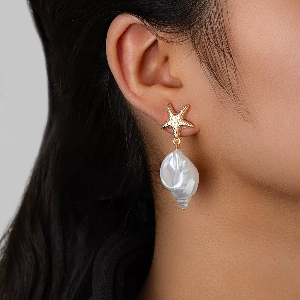 Ocean Pearl Starfish Conch Pendant Cold Atmosphere Versatile Jewelry | Alloy | Coastal Holiday Niche | ZAMA DUMA Women
