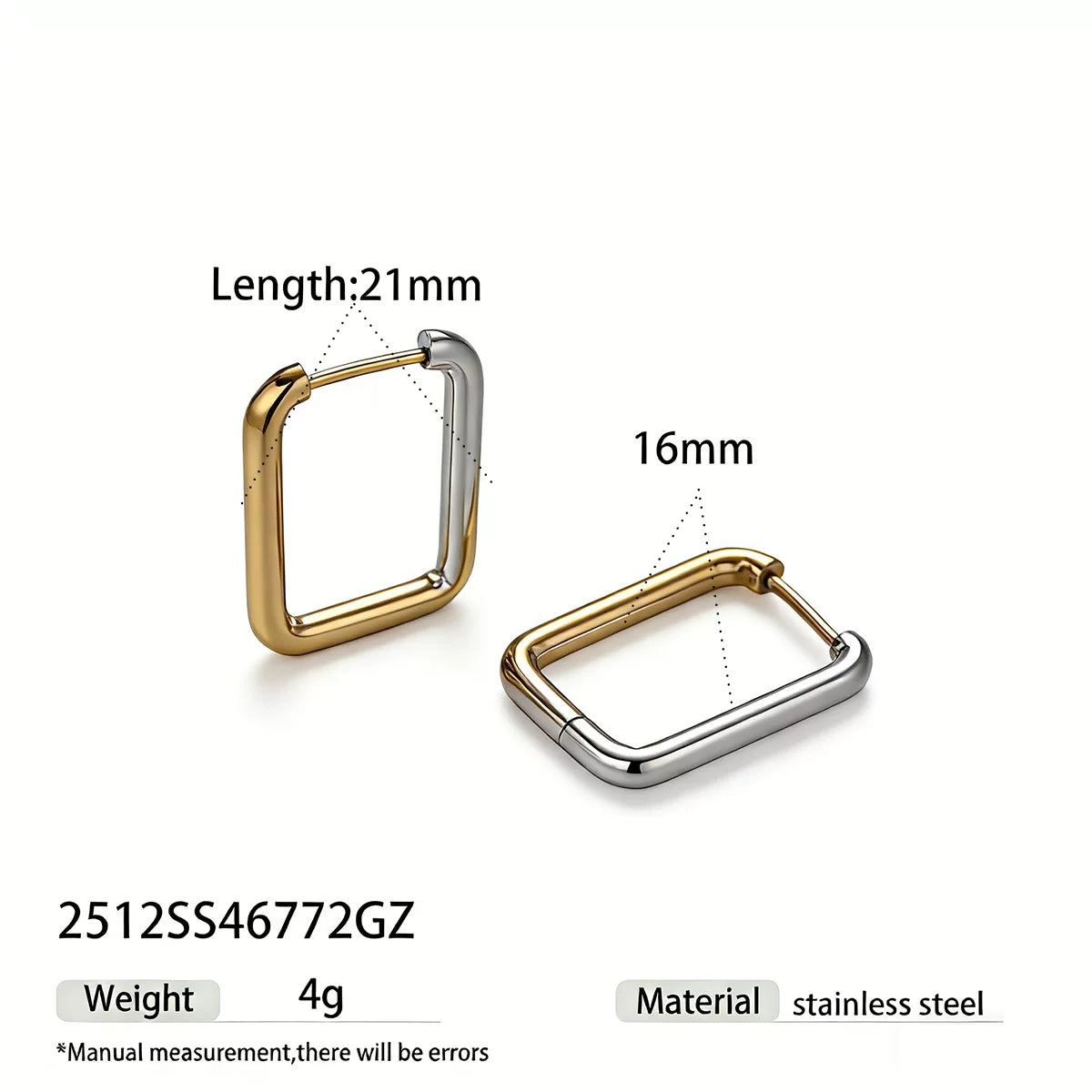 Stainless Steel Mixed Metal two tone Gold and Silver Sculptural splicing Geometric structural Earrings Premium Glossy Gold Ear Buckles Daily wear Commuter effortless chic