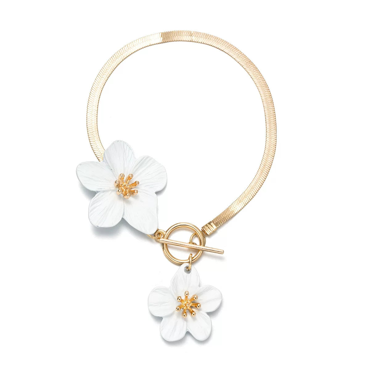 Floral 3D Flower Spray Paint OT Chain Anklet Bracelet | Alloy | Exaggerated Seaside Vacation | Holiday Fashion Women