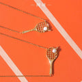 ZAMA DUMA Tennis Racket Necklace Pearl Pendant Sports Girl Versatile Delicate Clavicle Chain Personality Design High Sense Fashion