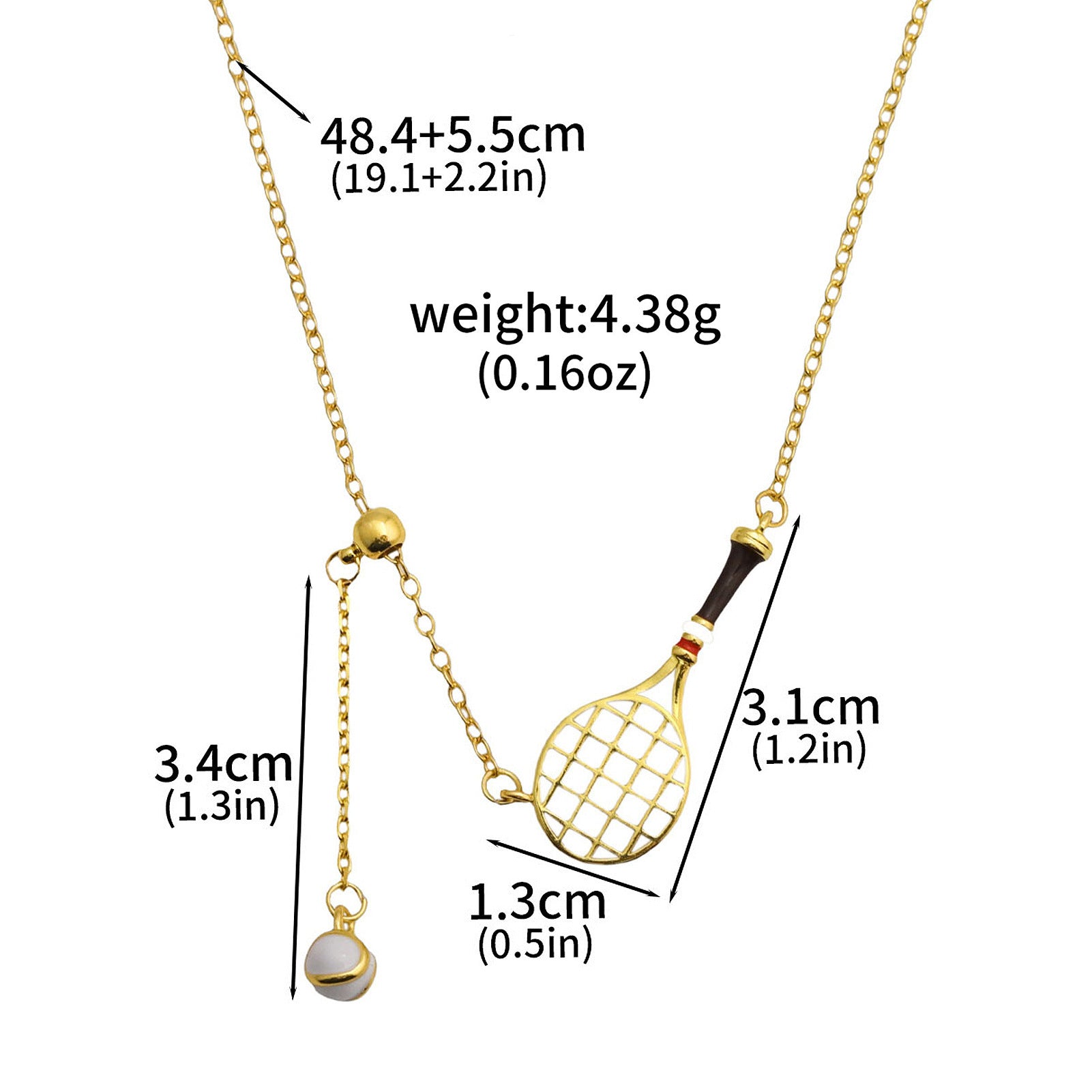 ZAMA DUMA Personality Sweet Cool Light Luxury Sports ins Badminton Racket Ladies Necklace Niche Daily Versatile Clavicle Chain Premium Sense