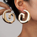 Sculptural Spiral Geometric Smooth Surface Stud Earrings | Gold Alloy | Exaggerated Niche Light Luxury | High-End Fashion Women