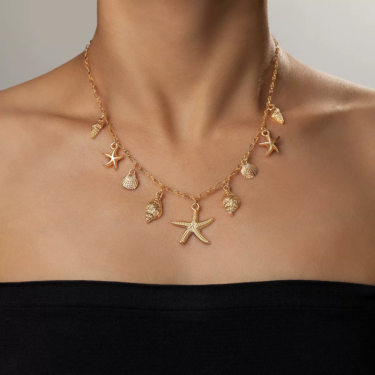 Ocean Starfish Shell Scallop Mermaid Fringe Adjustable Bracelet | Alloy | Coastal Beach Vacation | Holiday Fashion Women