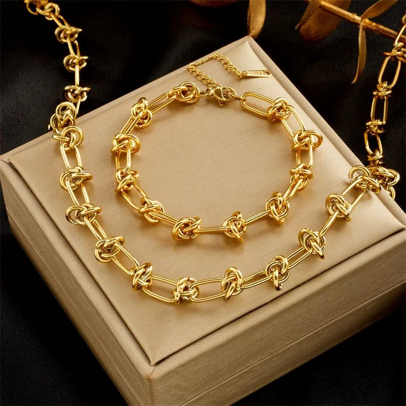 Punk Thorn Chain Titanium Steel Necklace Jewelry Set | K Gold | Heavy Industry Hip Hop Dark Trend | Fashion Women