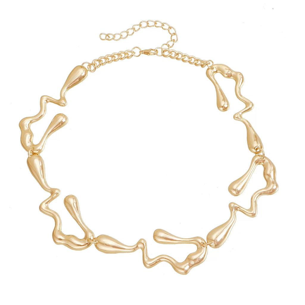 Sculptural Lava Irregular Necklace Earrings Set | Alloy | INS Niche Retro Light Luxury | Fashion Jewelry Women