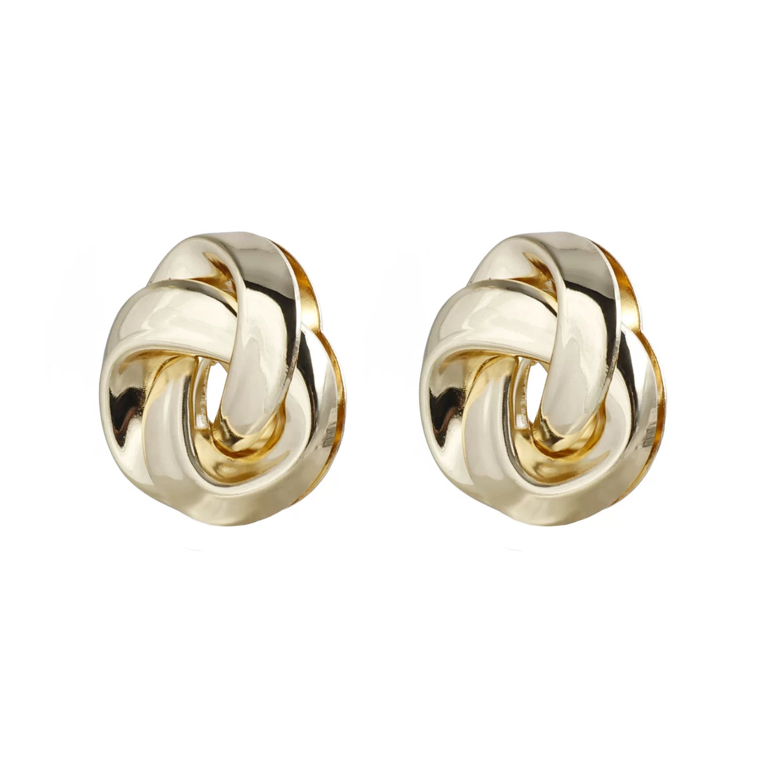 Metal Knotted twisted Round hoop Gold Plated Silver Needle Earrings Zinc Alloy Sculpture Retro Minimalist Versatile Commuter daily wear Earrings