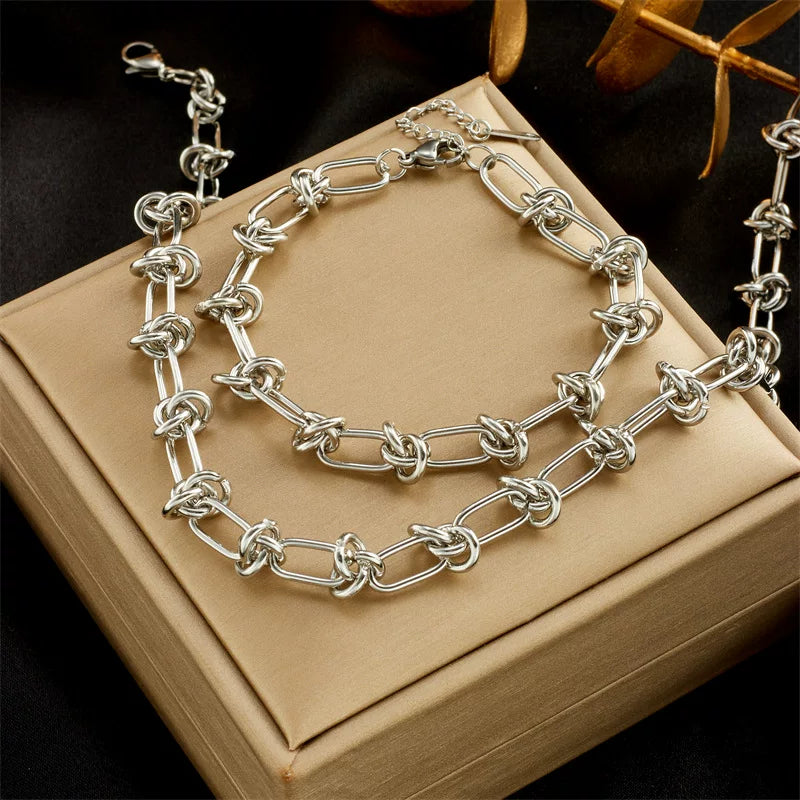 Punk Thorn Chain Titanium Steel Necklace Jewelry Set | K Gold | Heavy Industry Hip Hop Dark Trend | Fashion Women