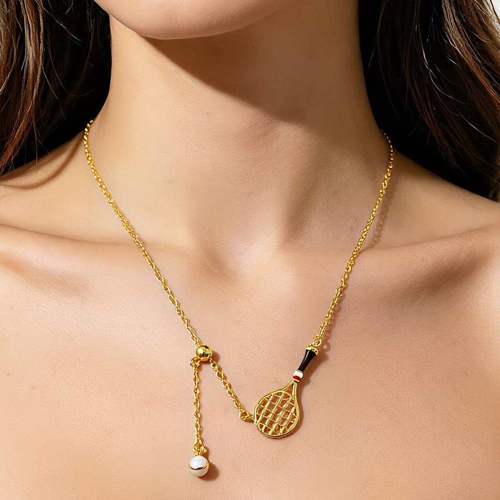 ZAMA DUMA Personality Sweet Cool Light Luxury Sports ins Badminton Racket Ladies Necklace Niche Daily Versatile Clavicle Chain Premium Sense