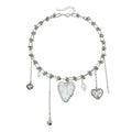 Irregular Metal Love Metal Knot Pearl Tassel Necklace Splicing Niche Clavicle Chain