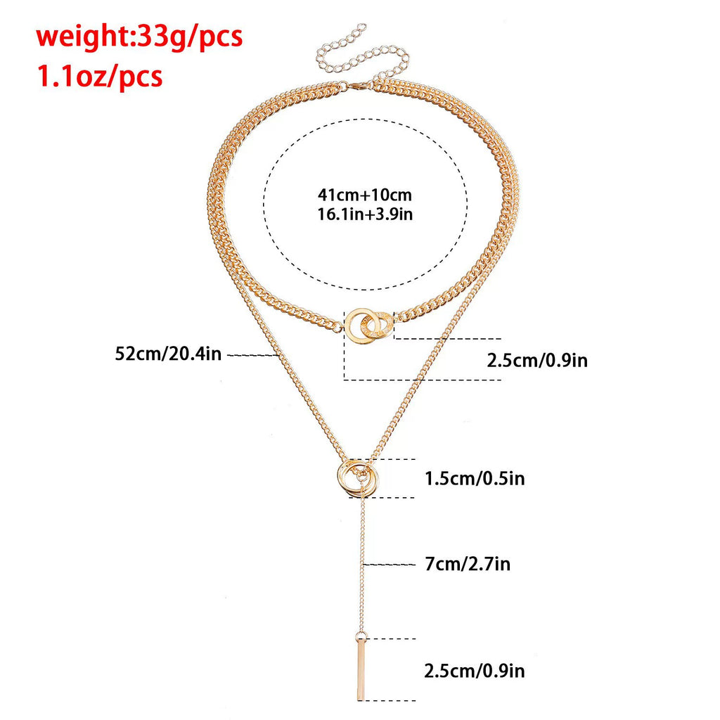 Stackable Double layered long chain Tassel Long Pendant Necklace | Silver Alloy | INS Niche Stacked | Unique Collarbone Chain Women