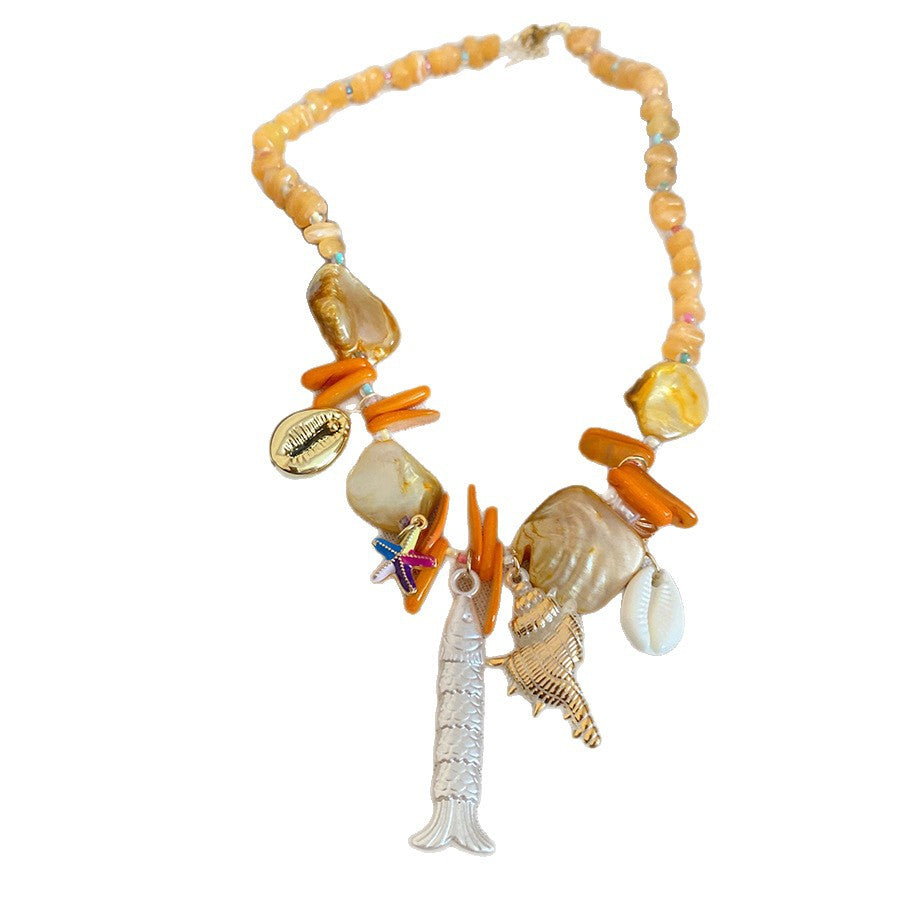 ZAMA DUMA Ocean Wind Crystal Shell Beaded Starfish Bracelet Niche Premium Bracelet Summer Exquisite Holiday Style Jewelry Women