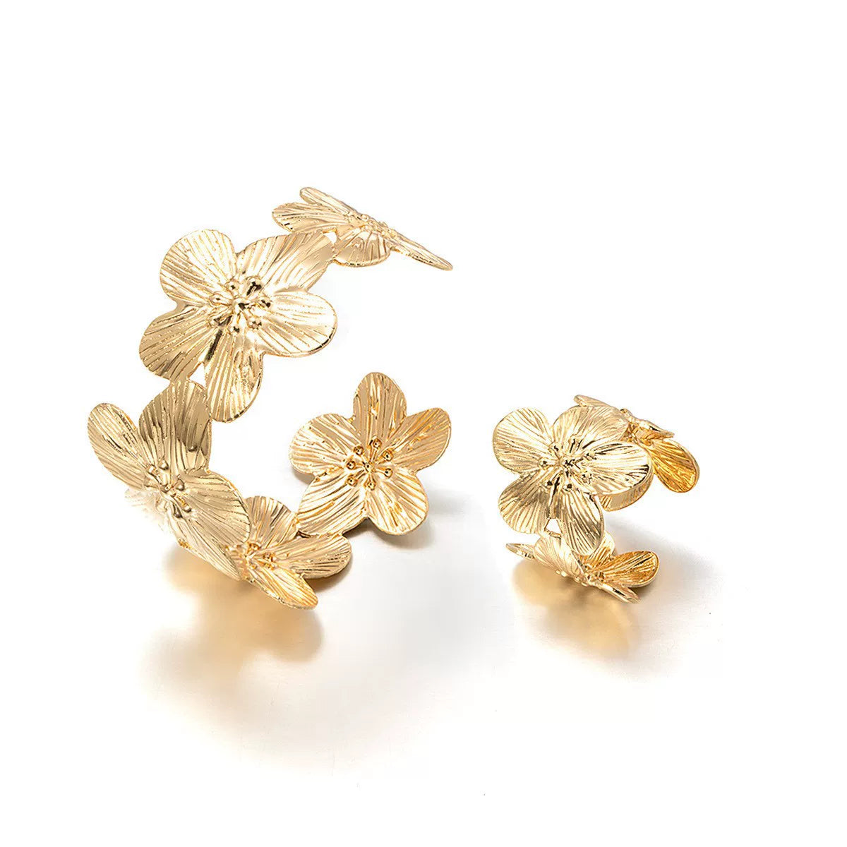 Floral Petal Metal Pleated Flower Pendant Adjustable Collarbone Necklace | Alloy | Temperament Niche Fashion | Women