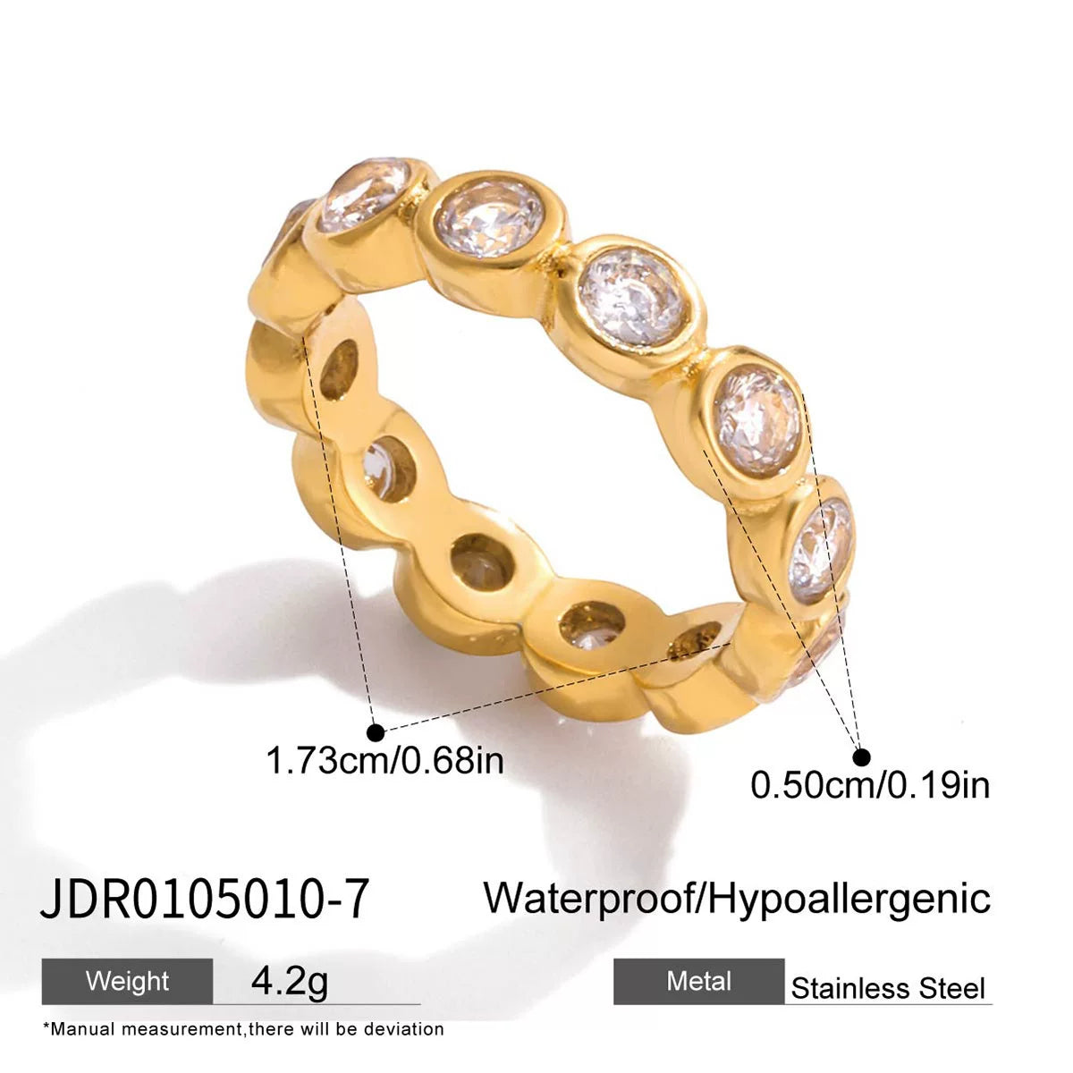 Classic 18K gold stainless steel love zircon flash stack wearing full zirconium ring stacking wearing rough industrial style light luxury versatile
