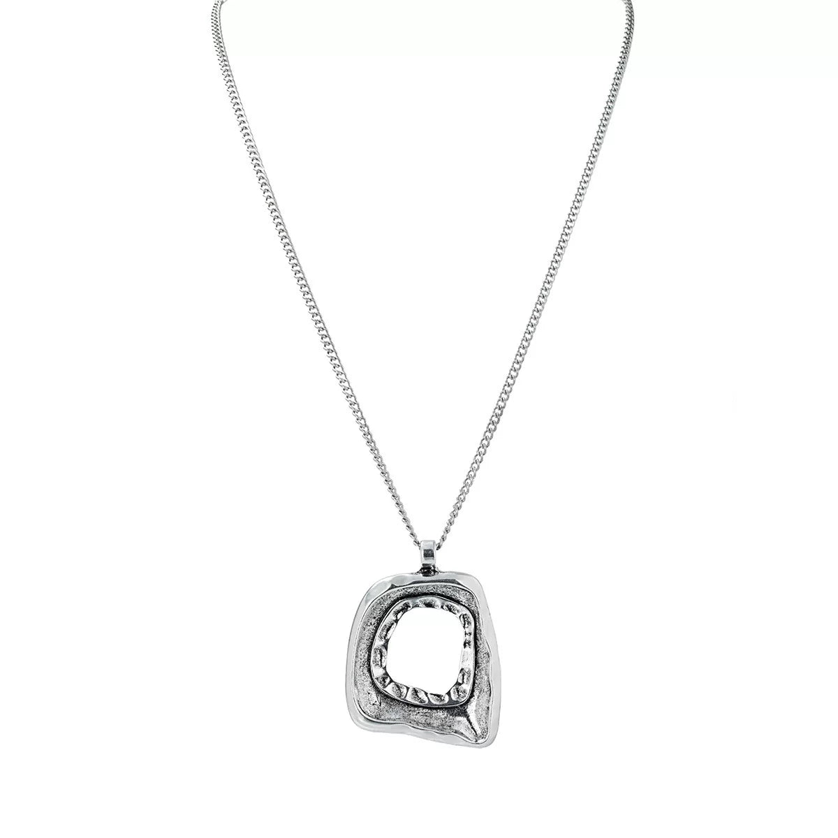 Sculptural Water Drop Quadrilateral CCB Geometric Oversize Pendant Necklace | Alloy | Organic Fluid Dark | Niche Fashion Women