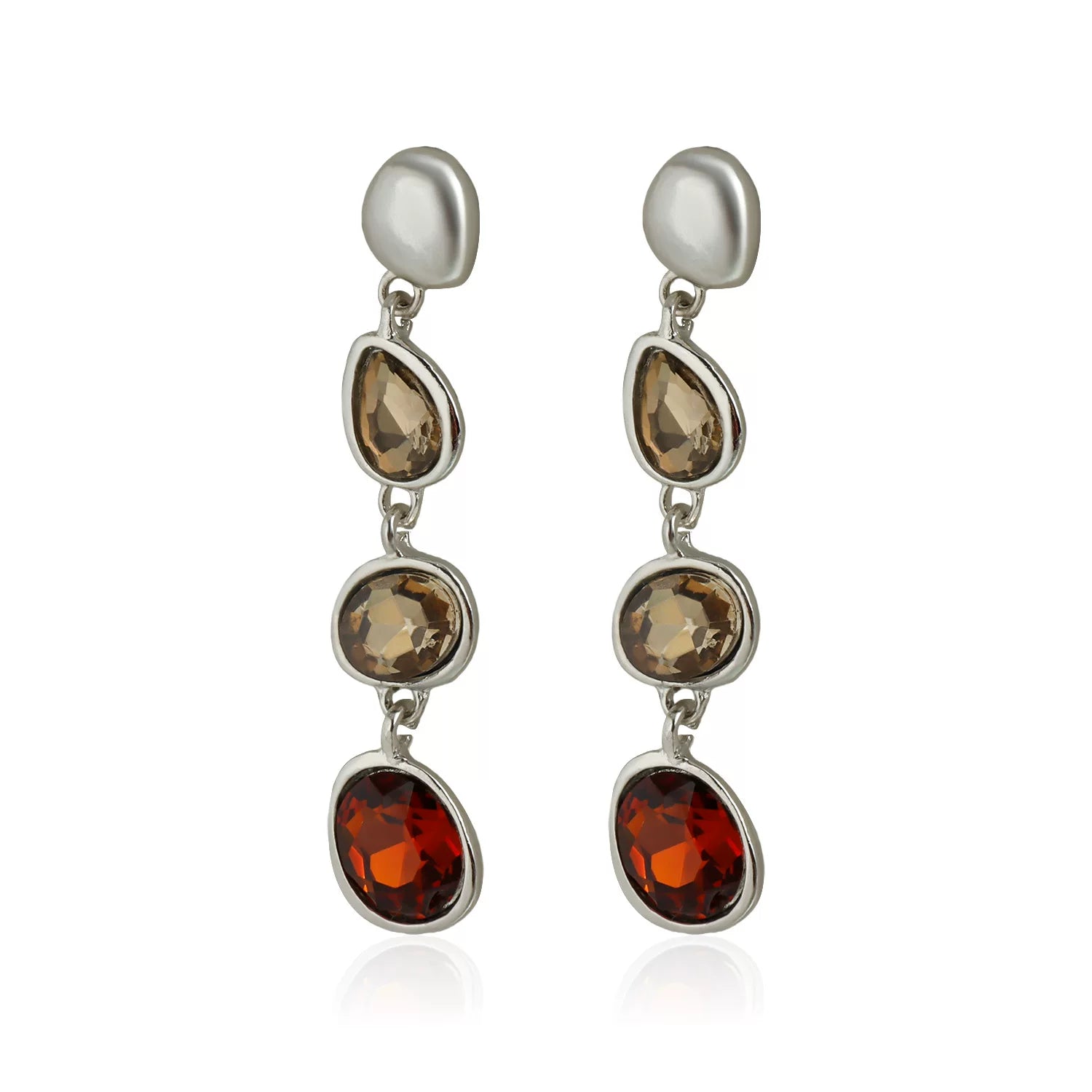 Sculpture style geometric multi panel irregular water drop earrings colored  gemstone minimalist light luxury versatile earrings effortless chic everyday style