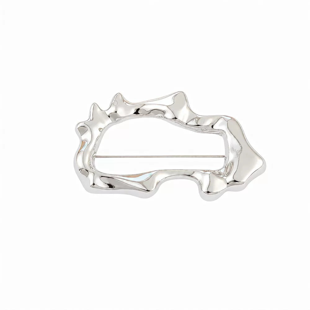 Sculptural Organic Fluid Hollow Geometric Brooch Pin | Zinc Alloy | Premium Refined Pin | Minimalist Light Luxury Jewelry | Commuter Daily wear