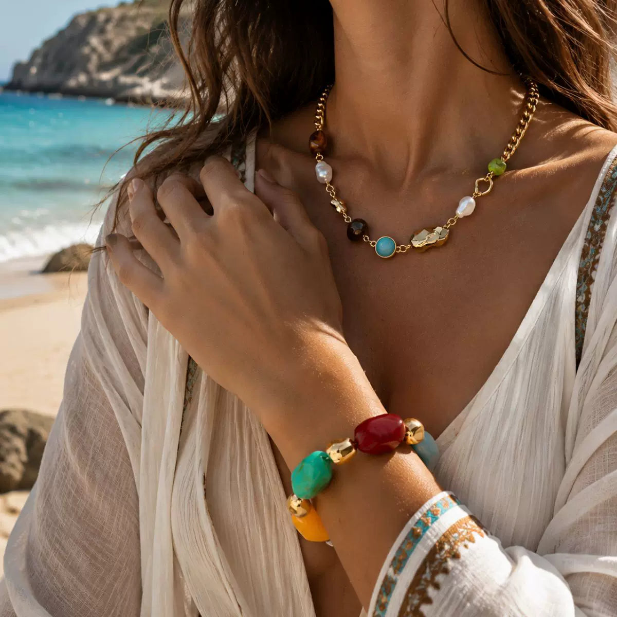Raw Dopamine Colored Acrylic CCB Beaded Retro Necklace | Special-shaped | Y2K Maximalist Niche | Fashion Jewelry Women