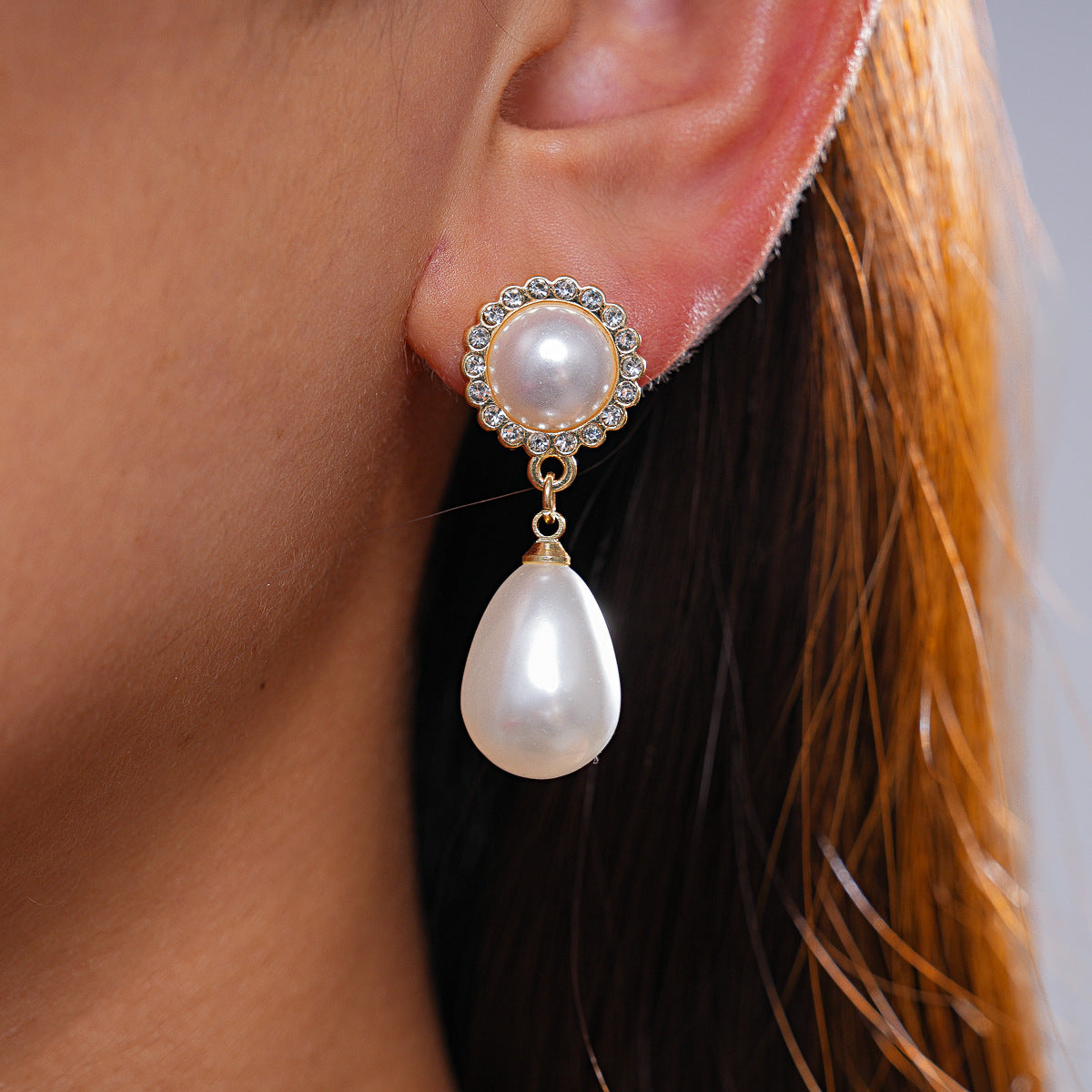 ZAMA DUMA ten-piece set retro pearl metal pleated bow silver needle earrings cross-border niche personalized fashion earrings