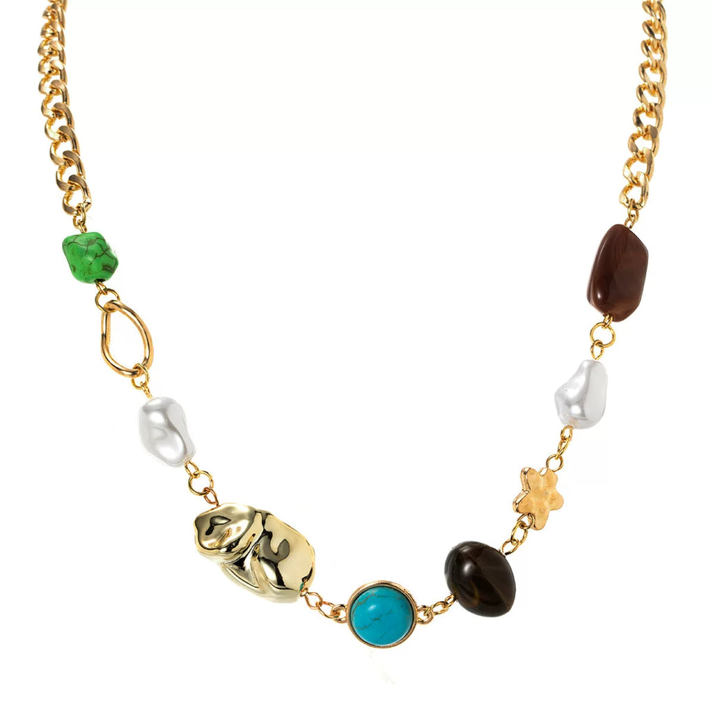Raw Dopamine Colored Acrylic CCB Beaded Retro Necklace | Special-shaped | Y2K Maximalist Niche | Fashion Jewelry Women