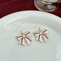 ZAMA DUMA sports competition baseball elements bow love long tassel red stripe creative design trend earrings
