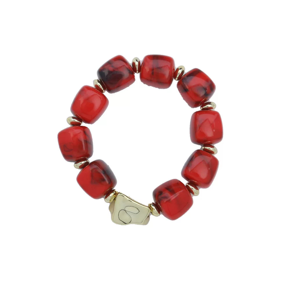 Raw Dopamine Sugar Cube Beaded Bracelet | Sculptural Acrylic | Y2K Maximalist Colorful | Versatile Light Luxury Women