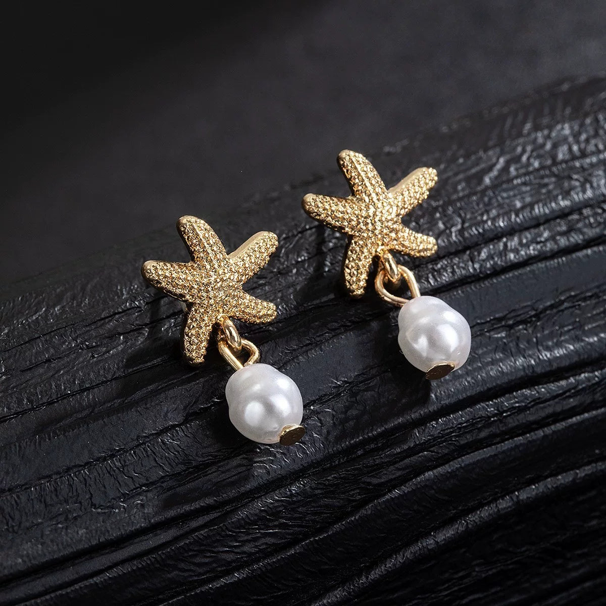 Ocean Starfish Pearl Shell Earrings Necklace Set | Alloy | Summer Beach Vacation Coastal | Holiday Fashion Women
