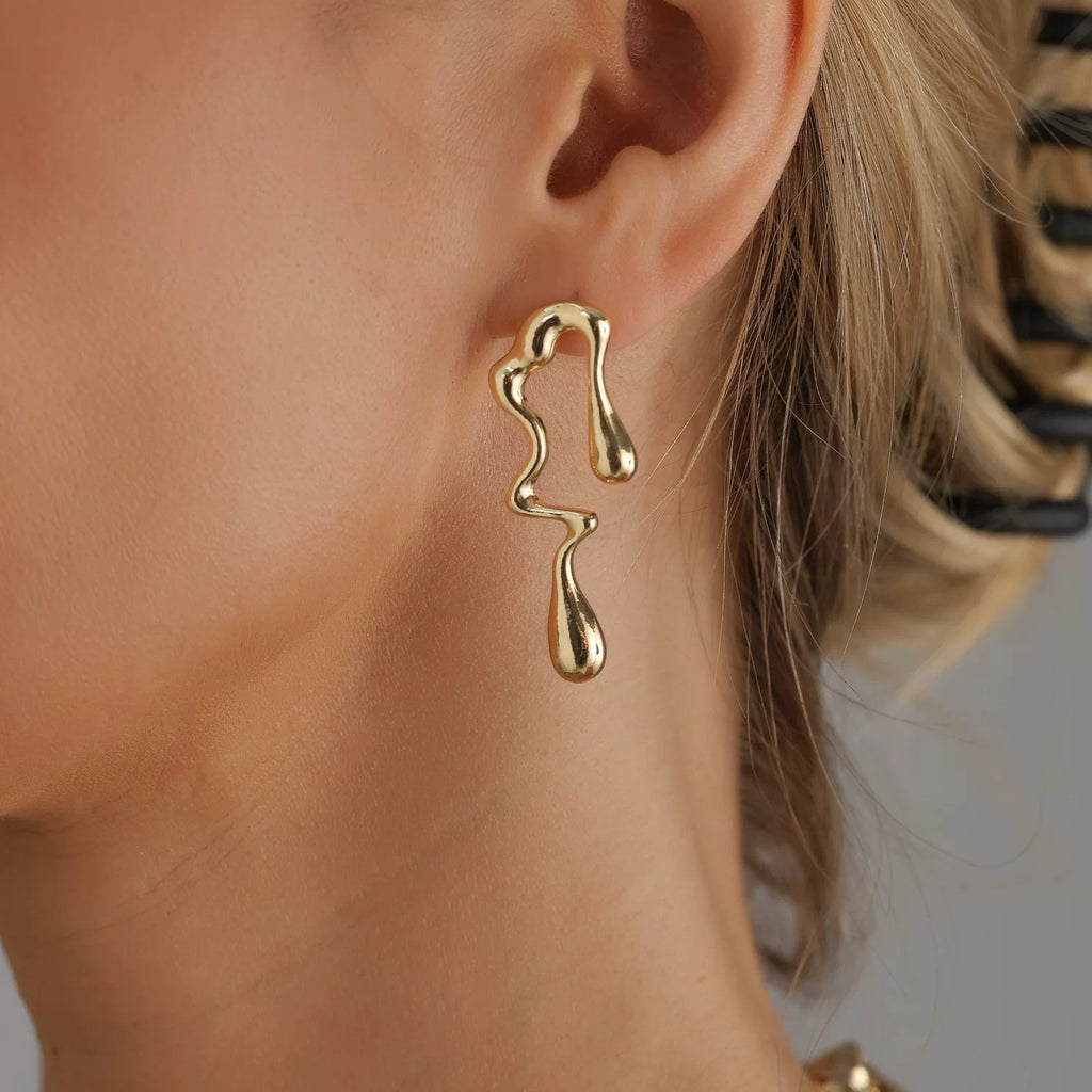 Sculptural Lava Irregular Necklace Earrings Set | Alloy | INS Niche Retro Light Luxury | Fashion Jewelry Women