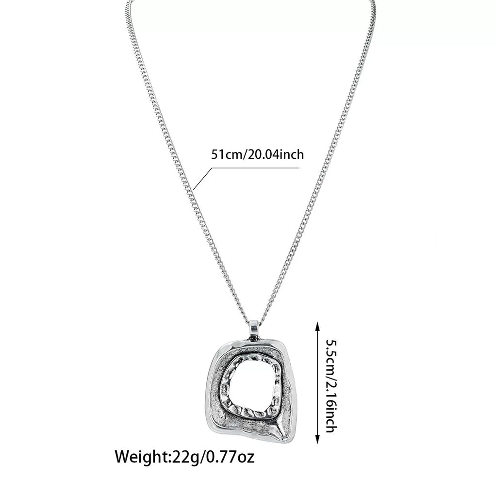 Sculptural Water Drop Quadrilateral CCB Geometric Oversize Pendant Necklace | Alloy | Organic Fluid Dark | Niche Fashion Women